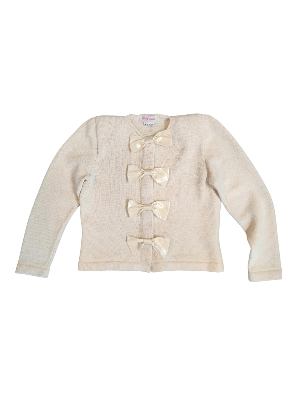 Vintage Corinne O'Hare Elegant‎ Cream Cardigan with Bow Details Size: 10